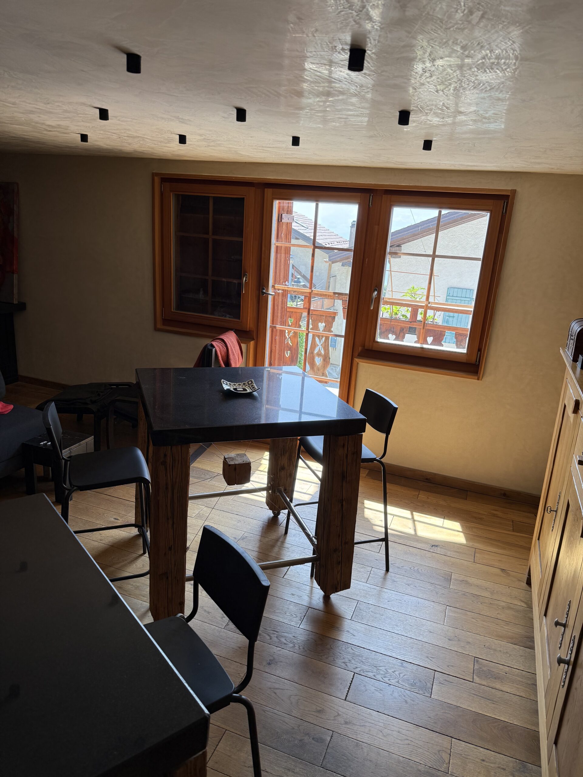 Dining table in The Loft apartment, Arbaz