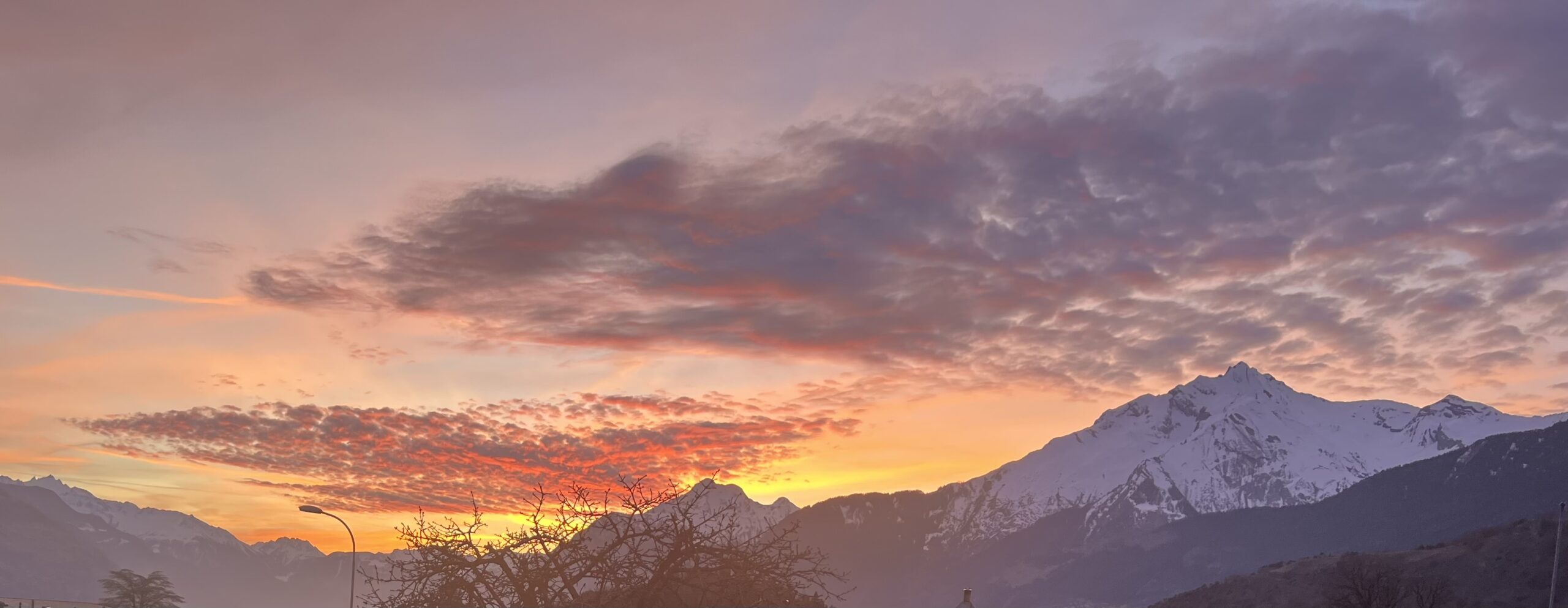 Sunset over the mountains in Arbaz, Valais